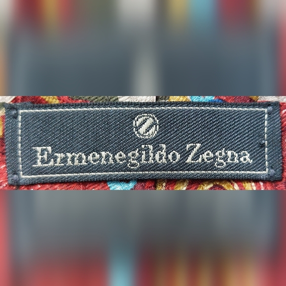 Ermenegildo Zegna 100% Silk Neck Tie Mens Size 55.5"x4" Red Pattern Windowpane - Picture 4 of 6